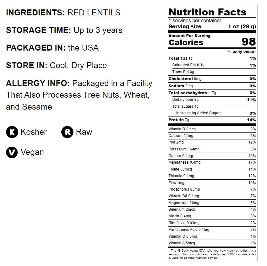 Red Split Lentils – Kosher, Raw, Vegan – by Food to Live gallery