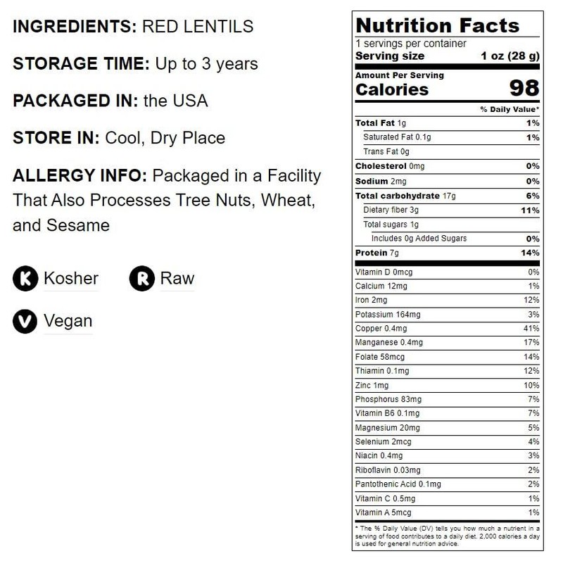 Red Split Lentils – Kosher, Raw, Vegan – by Food to Live gallery