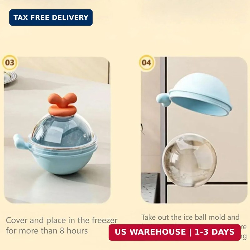 4pcs Ice Cube Mold Ball Boxes with Lid, 2.36in Diameter Large Sphere Ice Maker f gallery