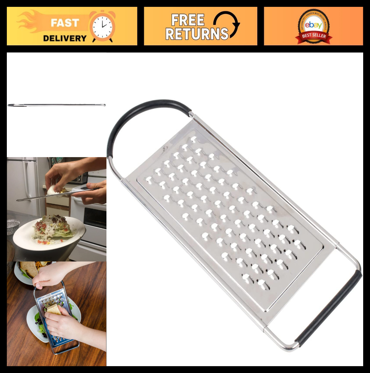 Extra Coarse Stainless Steel Handheld Grater - Non-Slip for Veggies, Cheese, Egg gallery