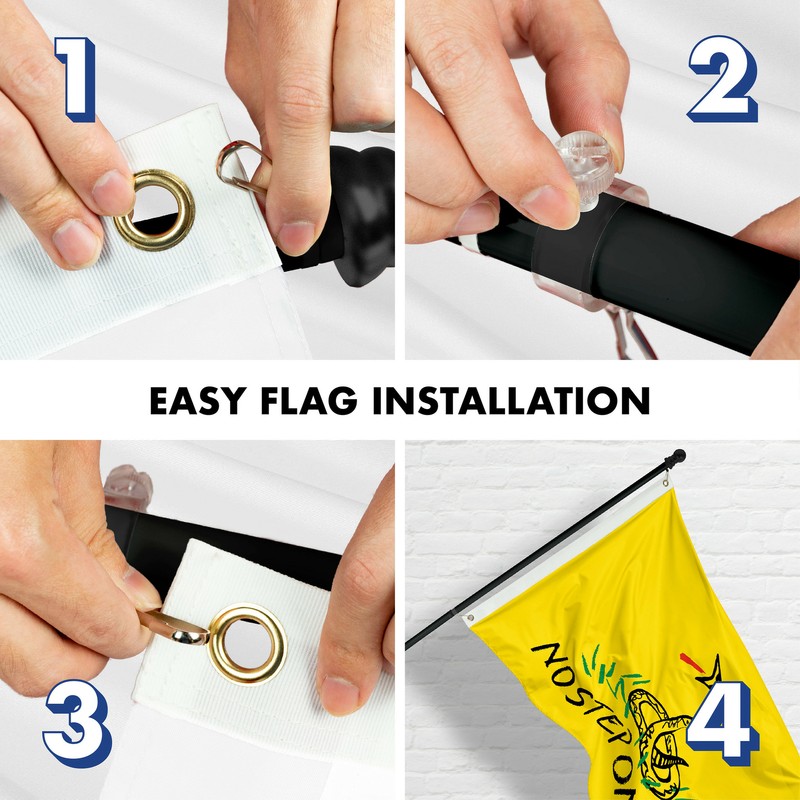 Flag Pole 6FT Black & No Step On Snek Flag 3x5FT 150D Printed Polyester gallery