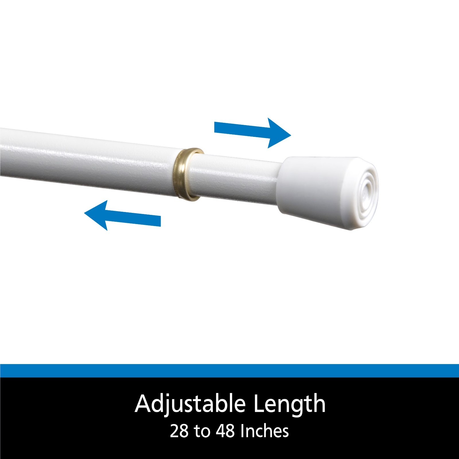 Adjustable Tension Curtain Rod 7/16 Inch 28 to 48 Inches White For Small gallery