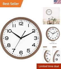 Chic 10-Inch Walnut Grain Wall Clock – Silent Quartz Movement for Modern Spaces