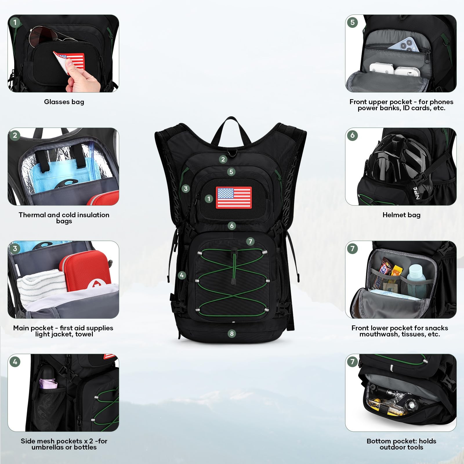 Hydration Hiking Backpack 20L with 2L/3L Bladder - High Flow Bite Valve 2