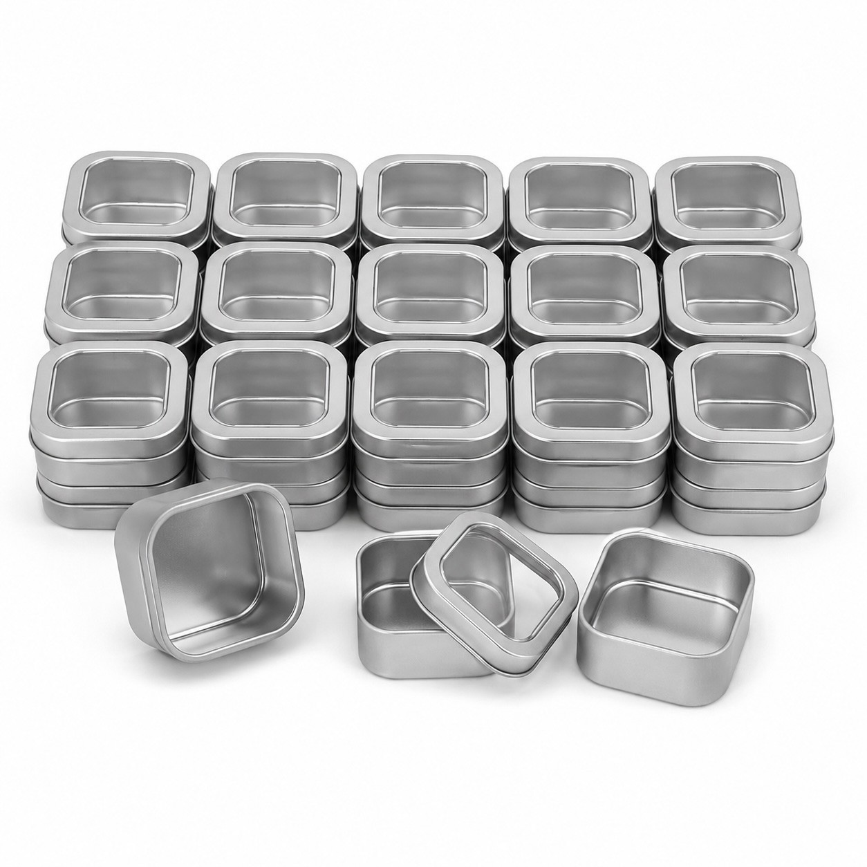 Empty Square Metal Tins with Window Lids - 2oz - Food Safe - 20 PACK gallery
