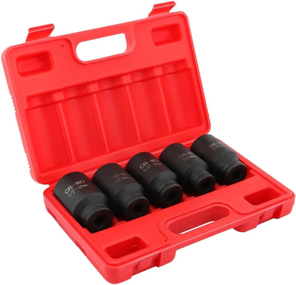 5-Piece 1/2 Inch Drive Deep Impact Axle Hub Socket Set Fit For Most Cars gallery