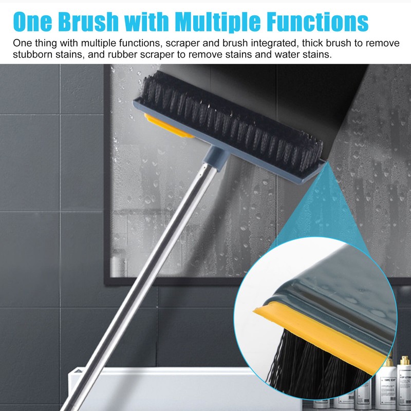 Floor Scrub Brush 2 in 1 Cleaning Scraper & Push Broom Stiff Bristle Long Handle gallery