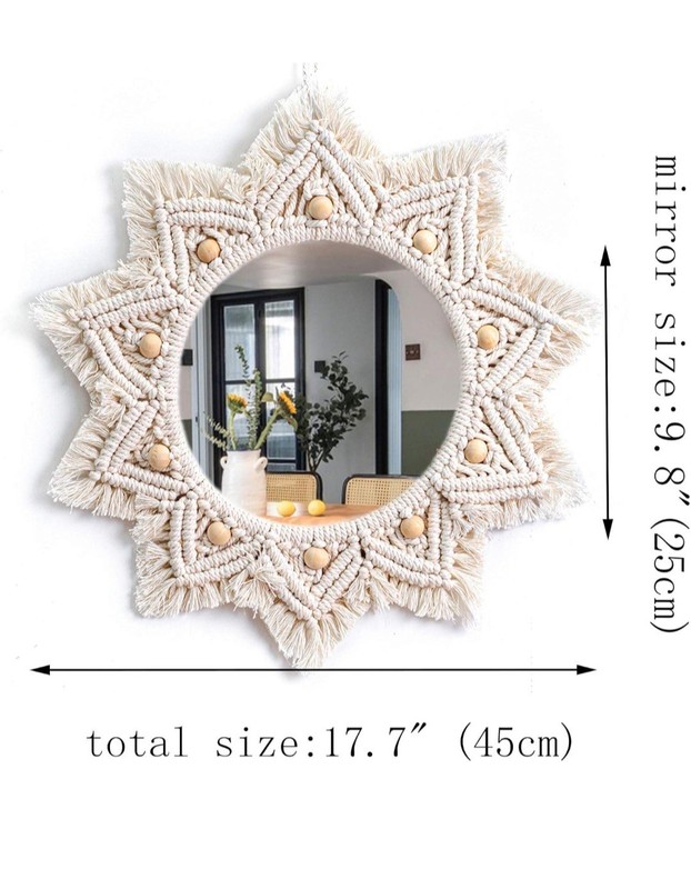 Boho Wall Decor Mirror Circle Hanging Mirror for Bedroom Living Room Home Decor gallery