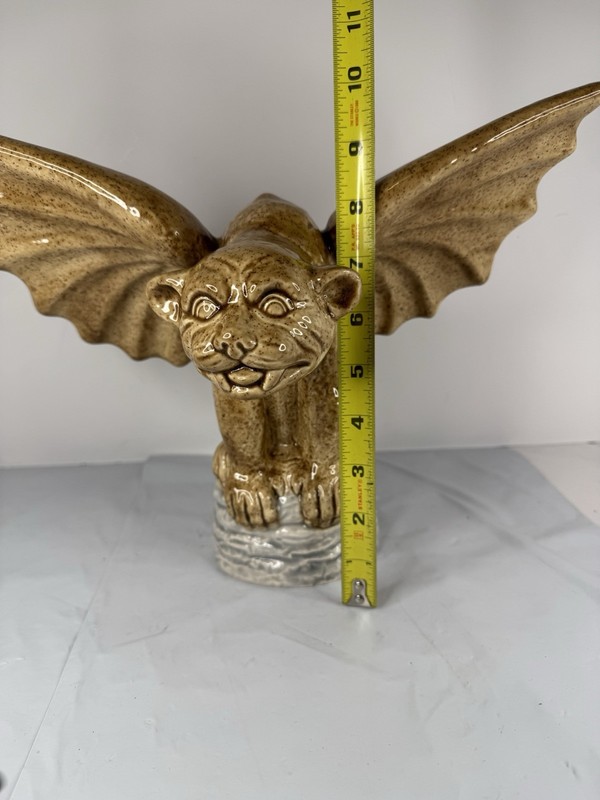 Gargoyle Statue Handmade Ceramic Double-Glazed, 13” Wingspan, 10” Tall, 3.6 lbs gallery
