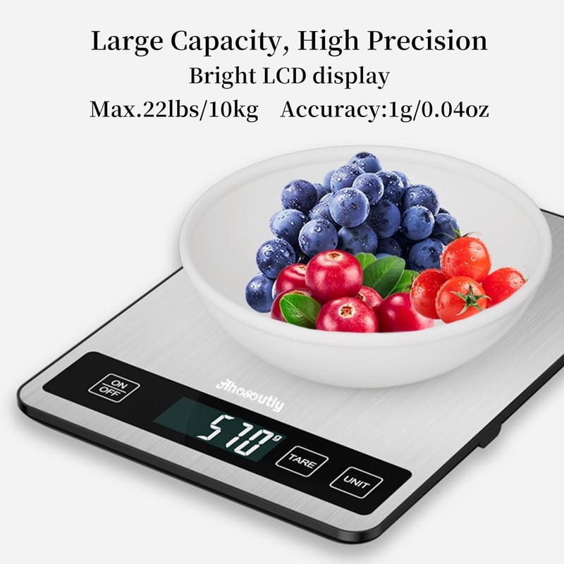 Food Scale, 10kg/22lb Digital Kitchen Scale Weight Grams and Ounces for Baking gallery