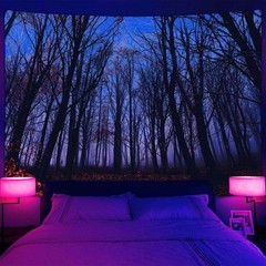 Winter Barren Forest Gothic Blacklight Poster UV Reactive Tapestry Wall Hanging