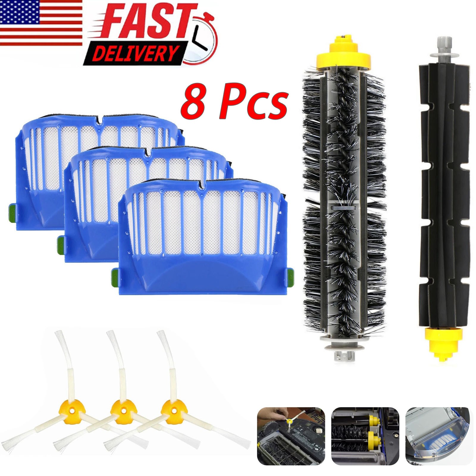 Replacement Parts Kit For iRobot Roomba 600 Series Vacuum Filter Brush Cleaner gallery