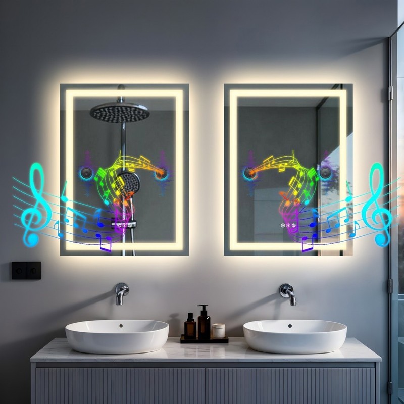 Oval/Round/Rectangle LED Lighted Bathroom Mirror Bluetooth Anti-fog Shatterproof gallery