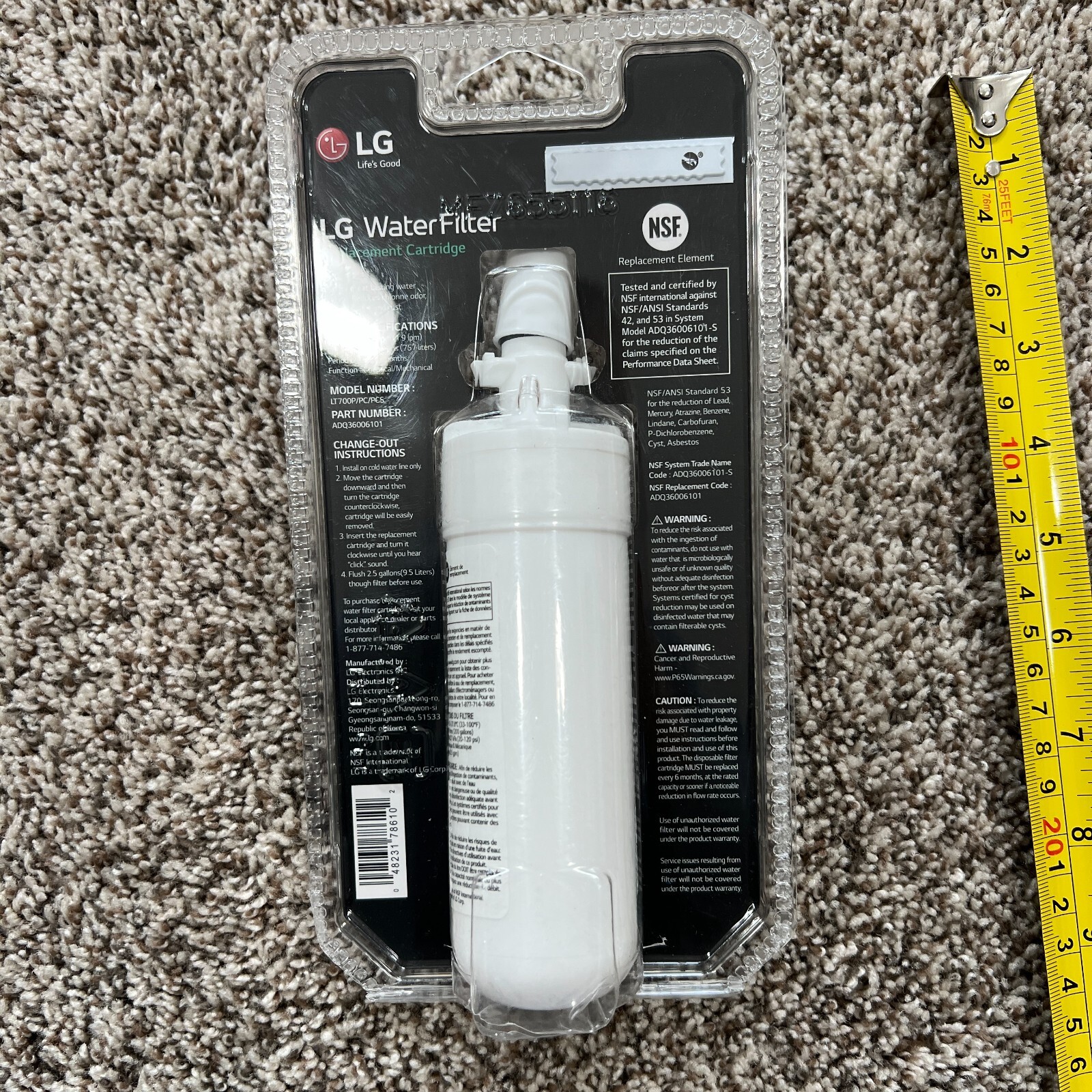LG WATER FILTER REPLACEMENT FILTER CARTRIDGE LT1000P/PC/PCS NSF gallery