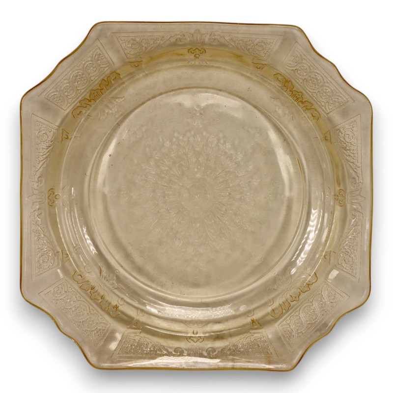 Anchor Hocking Princess Vaseline Uranium Depression Glass Bread Plate gallery