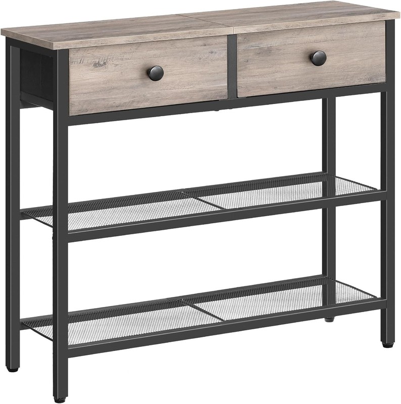 Industrial-Rustic 29.5-Inch Console Table with Storage Drawers for Living Spaces gallery