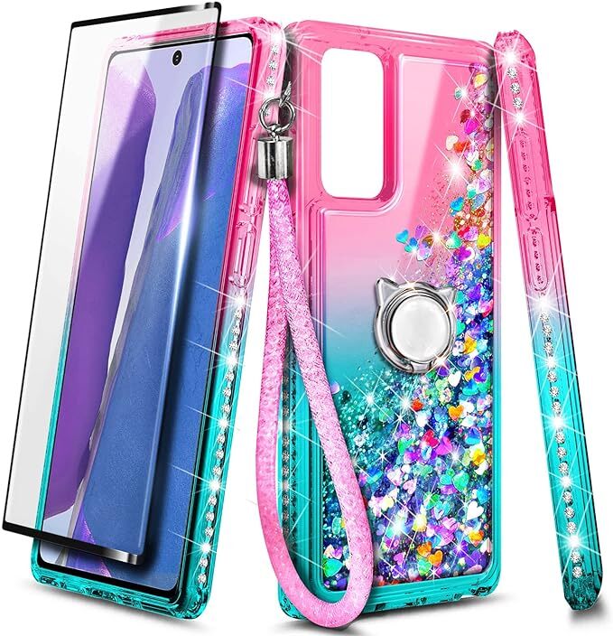 For Gabb Phone 3 Pro Case Liquid Glitter Phone Cover w/ Tempered Glass & Lanyard
