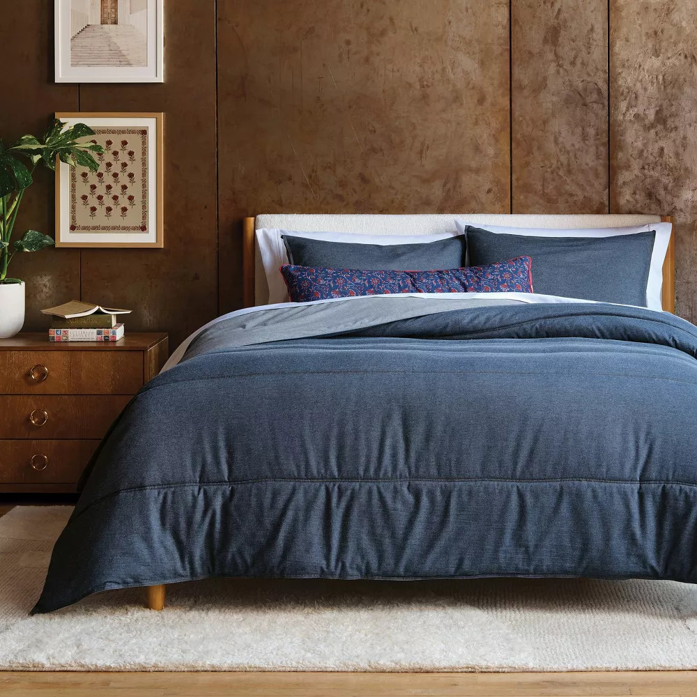 Full/Queen Denim Comforter and Sham Set Blue - Threshold gallery