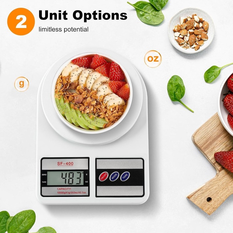 Digital Kitchen Scale with Tare Function - 22lb/10kg Capacity in Sleek Design gallery