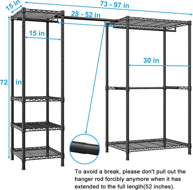 Adjustable E10 Clothes Rack with Hanger Rod - Portable Freestanding Organizer gallery