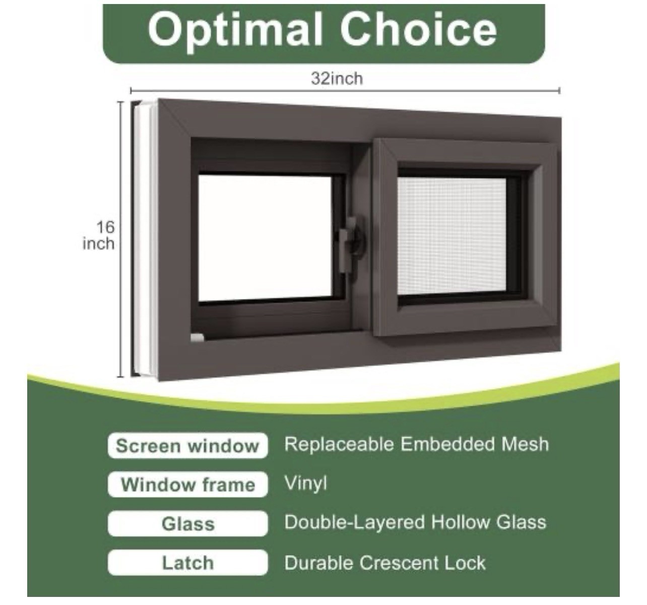 Vinyl Basement Slider Window,32" x 16" Basement Window( Detached Handle Need Fix gallery