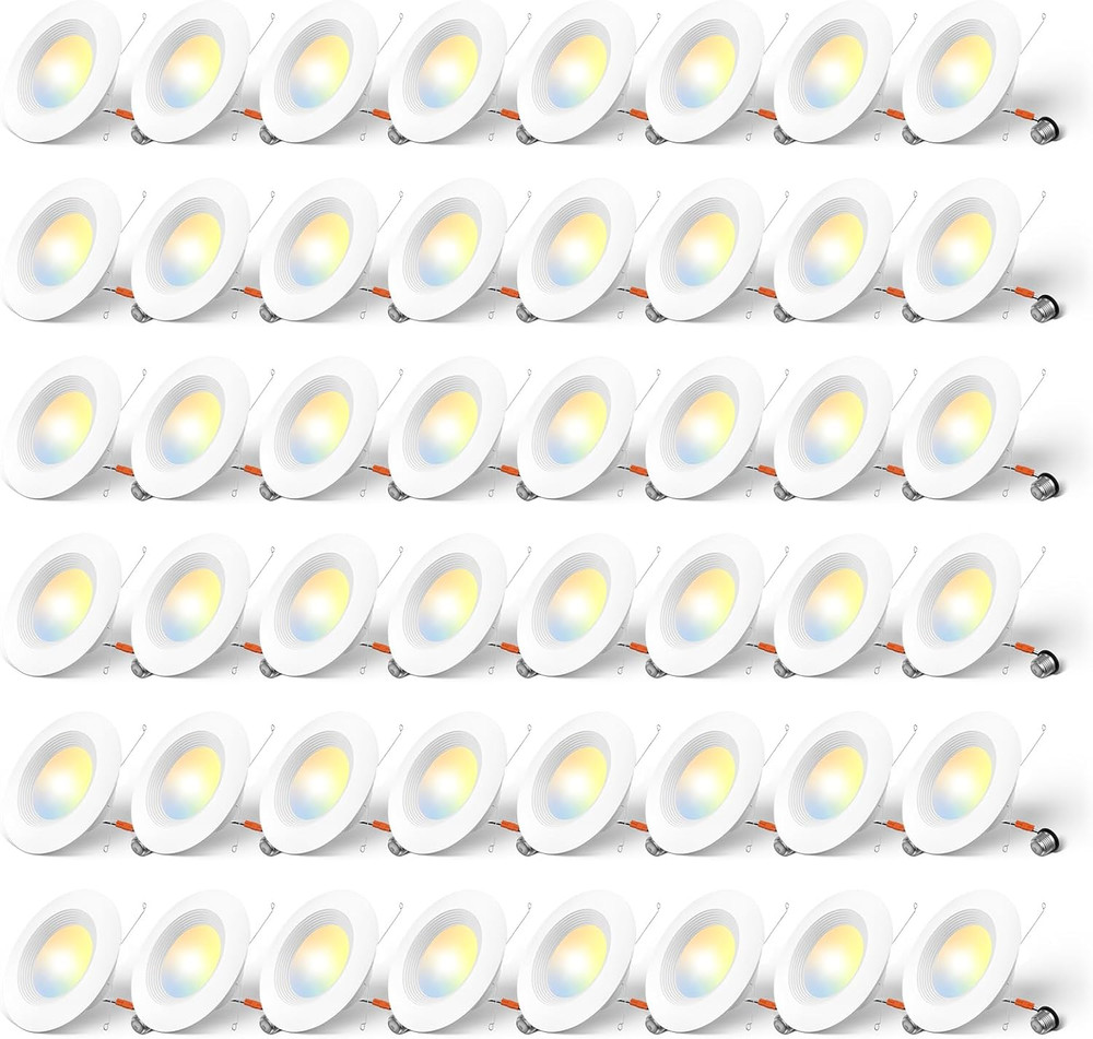 5/6" 48-Pack Dimmable LED Recessed Lights, 5CCT, 950LM, Retrofit, ETL/FCC