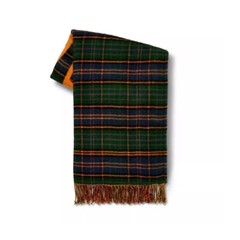 Rowing Blazers Plaid Throw Blanket Fleece Preppy Orange Green Blue 50 x 60 in