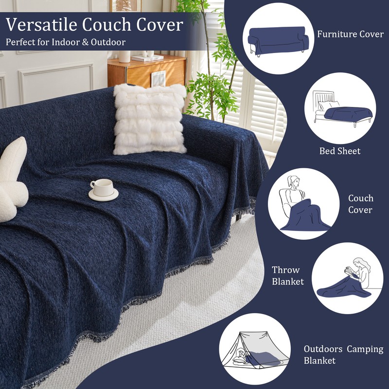 91" Extra Wide Sofa Cover Soft Chenille Sectional Couch Cover Dog Couch Protect gallery