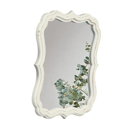 Rustic White Small Scalloped Wall Mirror 12" x 15", Mirror Wall Rectangular gallery