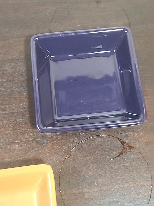 PAMPERED CHEF Simple Additions Squares Set Of 3 Bowls 4.5” x 1" Cranberry eggpla gallery