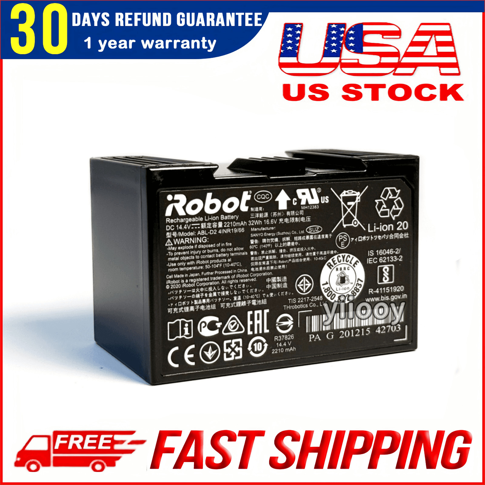 New Genuine OEM ABL-D2 Battery for iRobot Roomba j5 j6 j7 i1 i3 i4 i5 i7 i8+ e5 gallery
