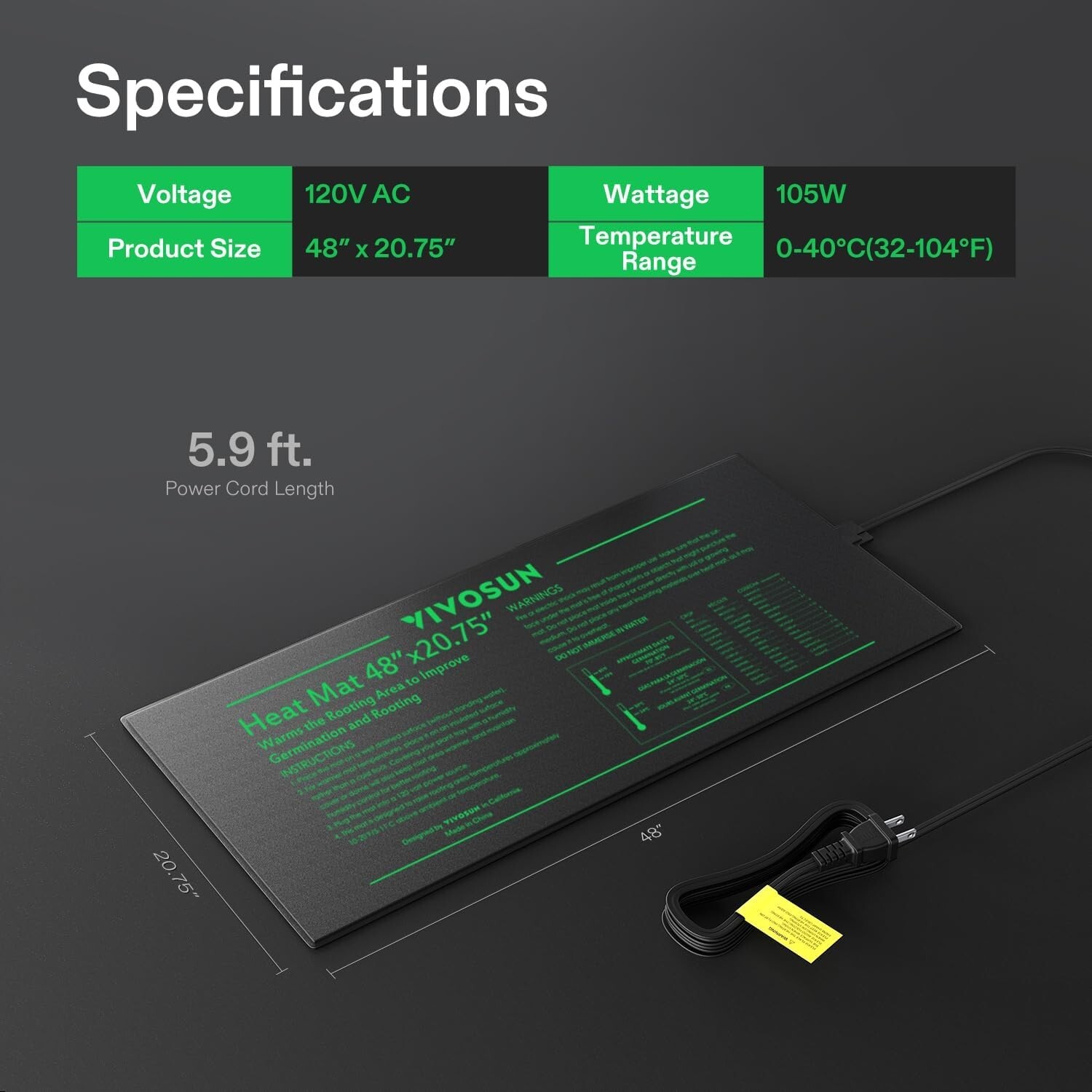 VIVOSUN 48"x20.75" Hydroponic Seedling Heating Mat Germination Pad Seed Start gallery