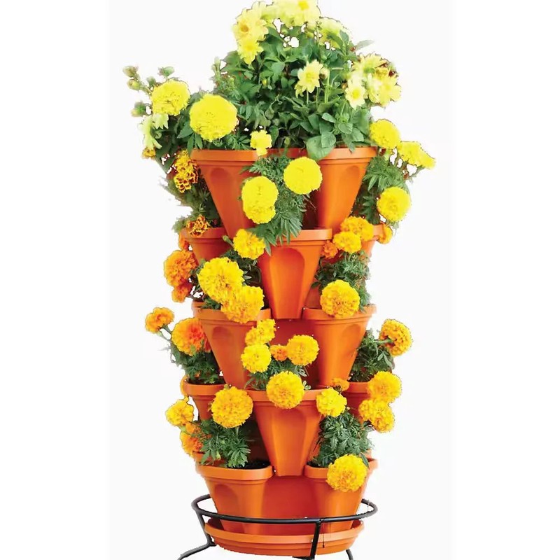 Mr. Stacky Vertical Planter Terracotta Plastic Stackable Self-Watering (5-Pack) gallery