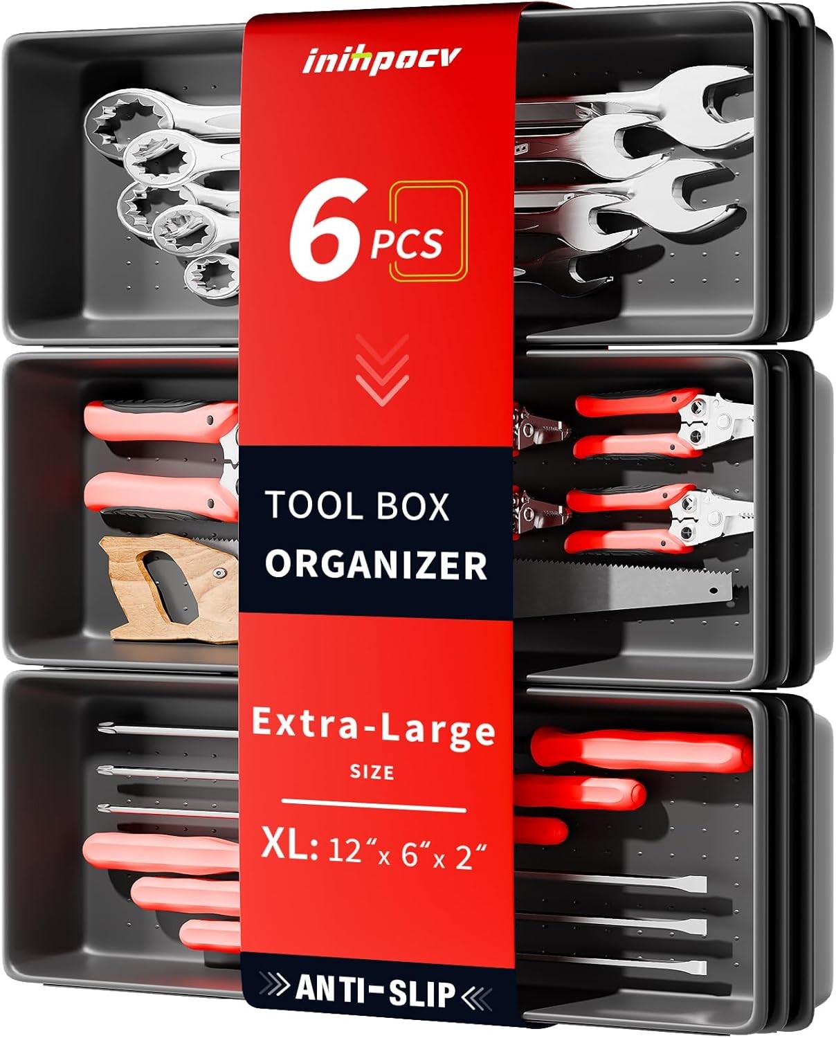 【6 PCS Extra-Large】 Tool Box Drawer Organizer Trays with Non-slip Pads, Heav gallery