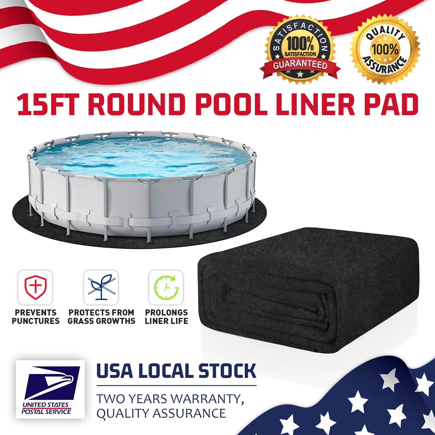 15 FT Round Pool Liner Pad For Above Ground Pools Durable Under Pool Mat Black gallery
