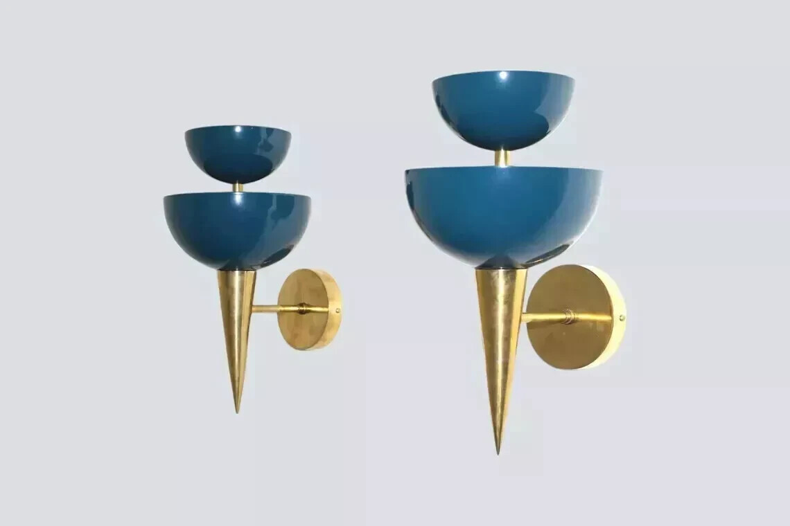 Italian Mid Century Wall Lamp Set Custom Color job Handmade Wall sconce Light gallery
