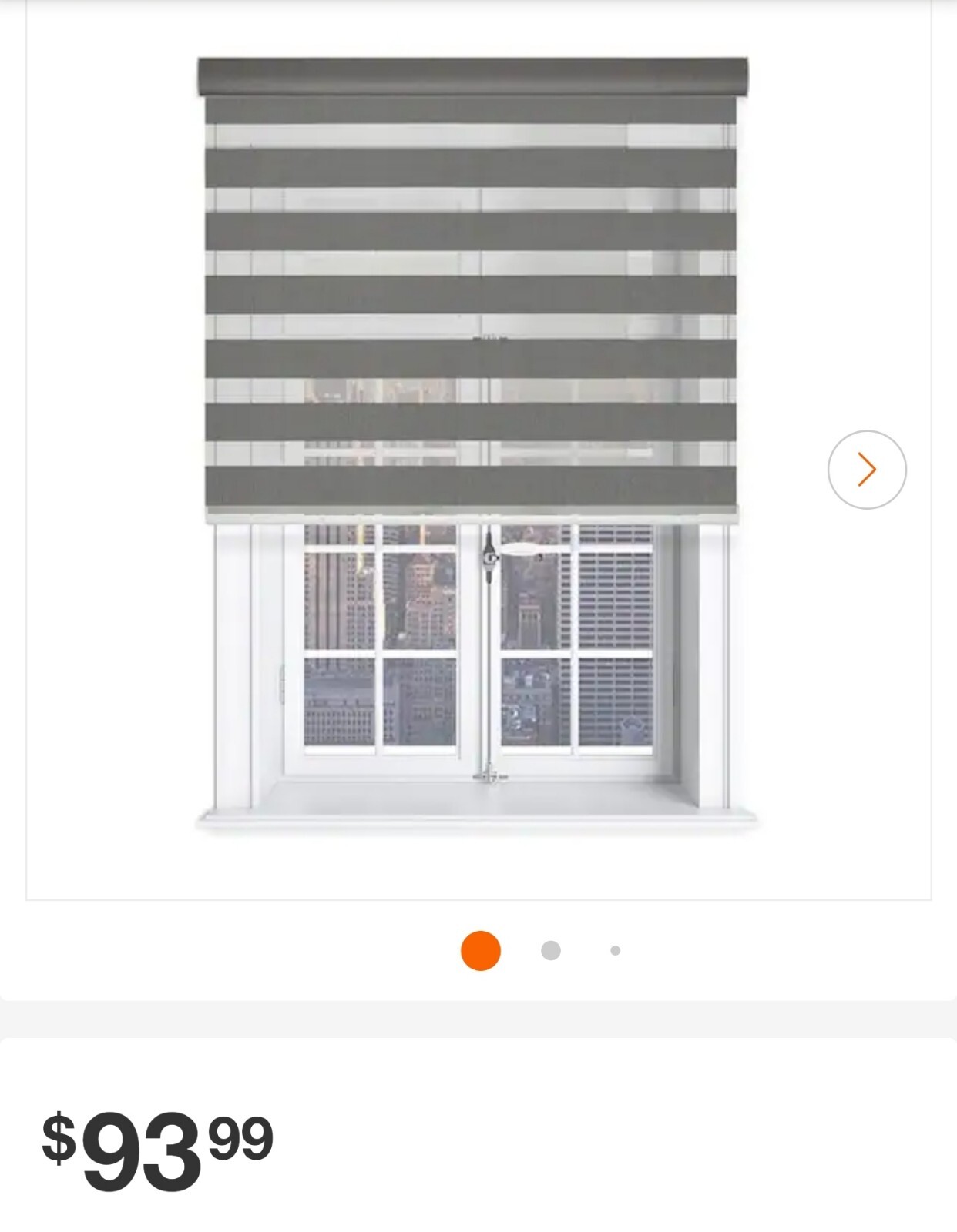 Godear Design Cordless Light Filtering Zebra Roller Shade Gray - 35" W x 72" L gallery