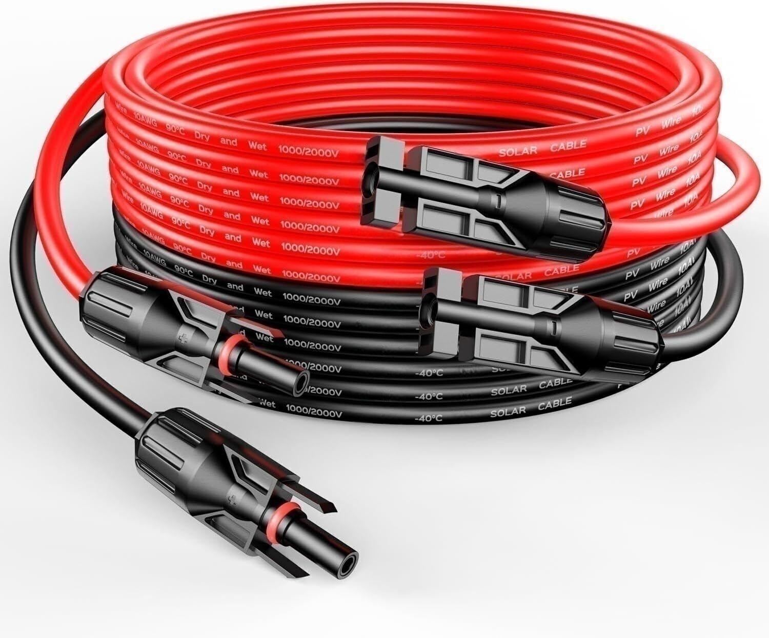 10 AWG Solar Panel Extension Cable PV Wire Solar Connector Pair Black & Red 6mm² gallery