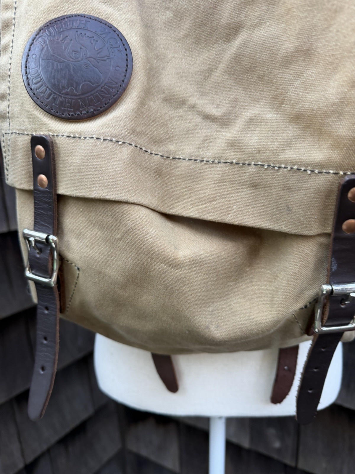Rustic Duluth Pack Sack Backpack Canvas With Leather Straps 13” 4