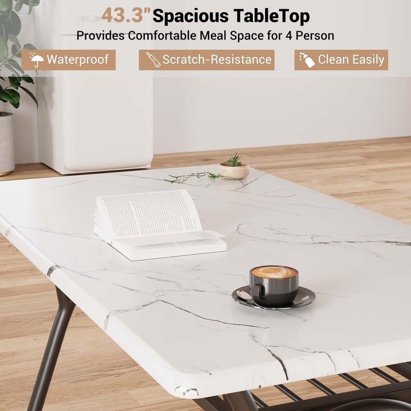 Kitchen Table Set ,5pcs Dining Room Marble Table and 4 Chairs, for Small Space gallery