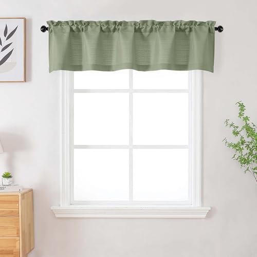 Valances for Windows, Faux Linen Textured 60"W x 14"L (Pack of 1) Light Green gallery