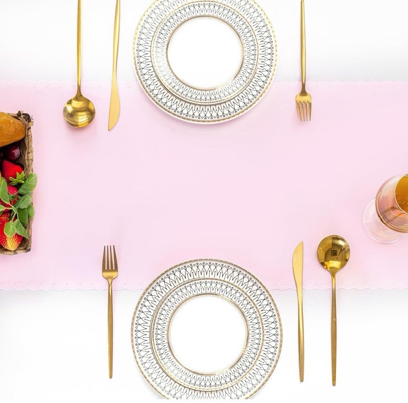 12-Pack Satin Table Runner 12 x 108 Inch Rose Gold Table Runners for Wedding ... gallery