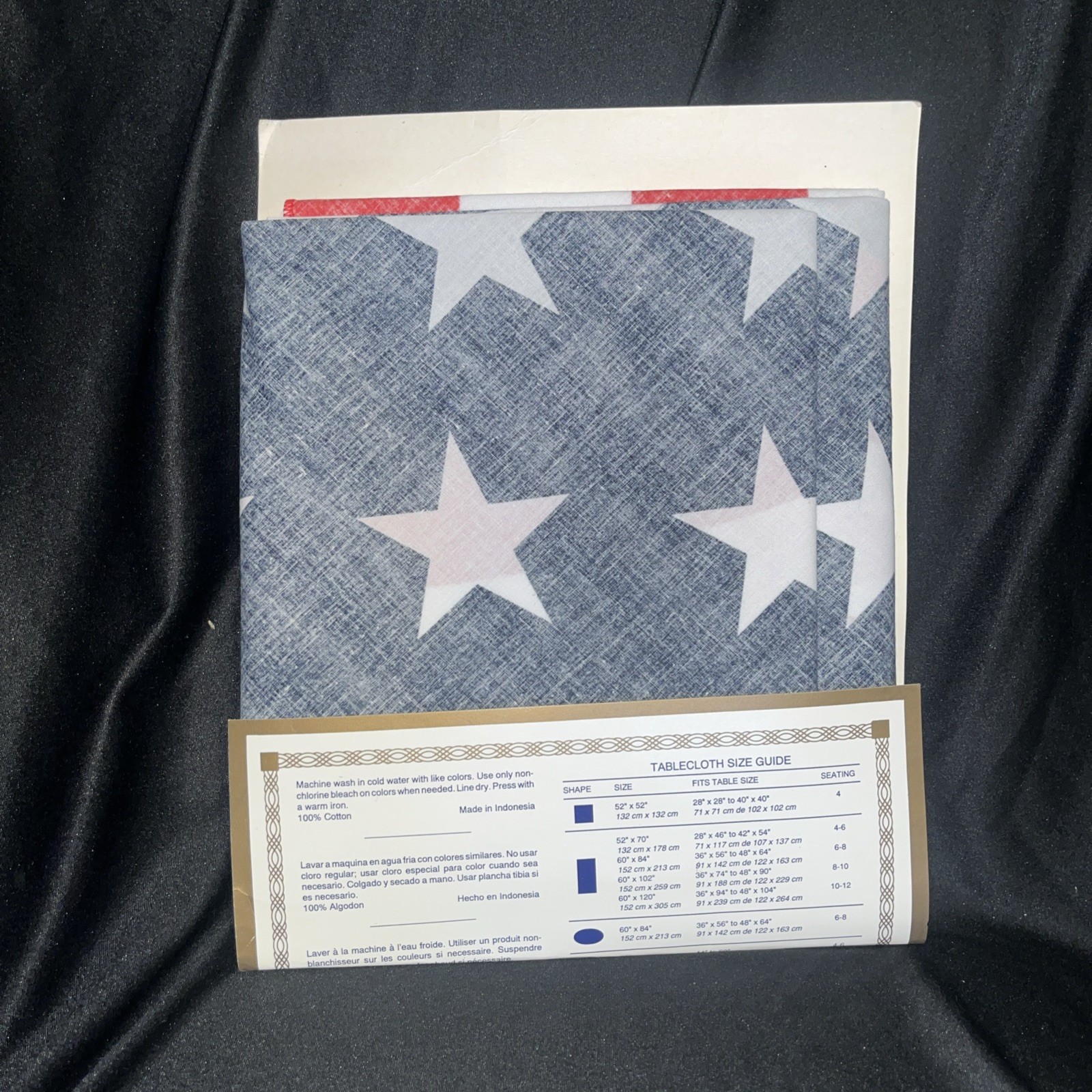 July 4th Red White & Blue Stars & Stripes 70" Round Bardwil Linens Tablecloth gallery