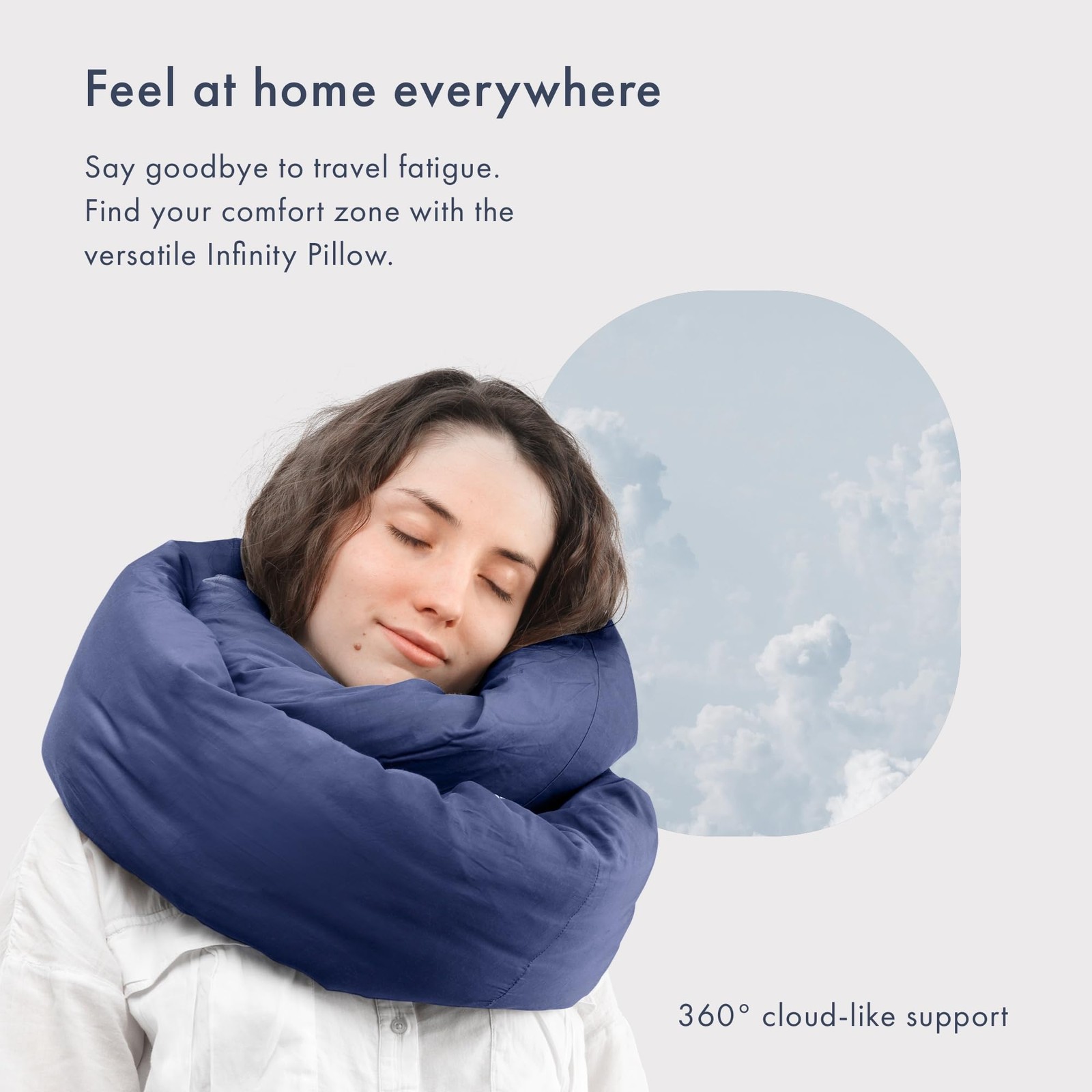 Travel Pillow Neck Support Soft Scarf Memory Foam Navy Huzi Infinity H1267N gallery