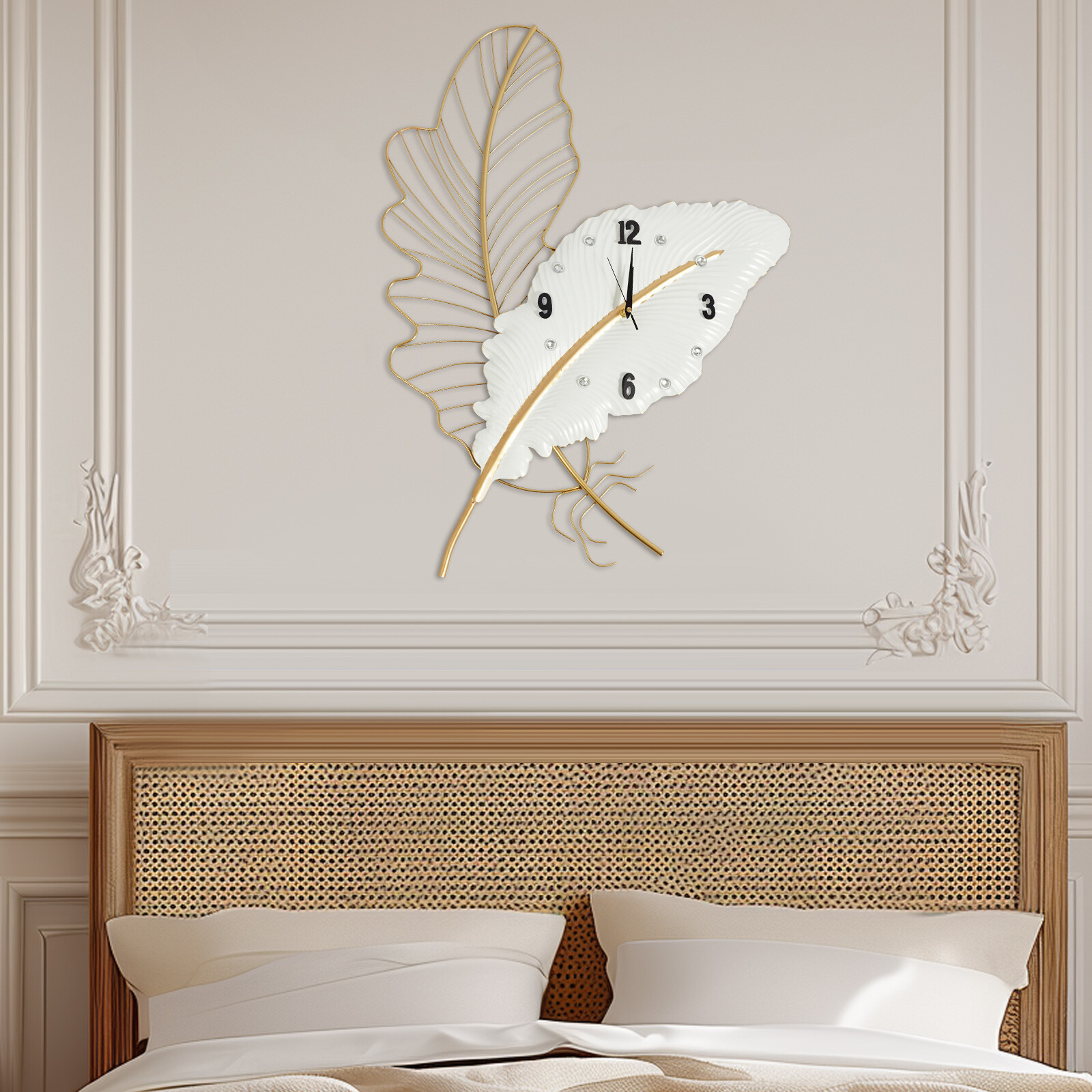Extra Large Outdoor Garden Wall Clock Hanging Feather-shaped Wall Clock 21*30in gallery