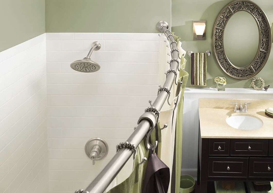 Moen CSR2160BN 54" - 72" Adjustable-Length Curved Shower Rod - Brushed Nickel gallery