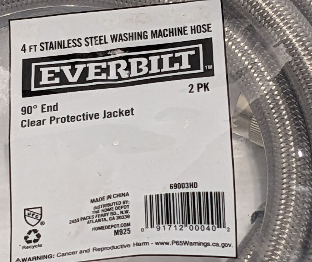 Everbilt 4' Polymer Coated Stainless Steel Washing Machine Connector 2-Pack gallery