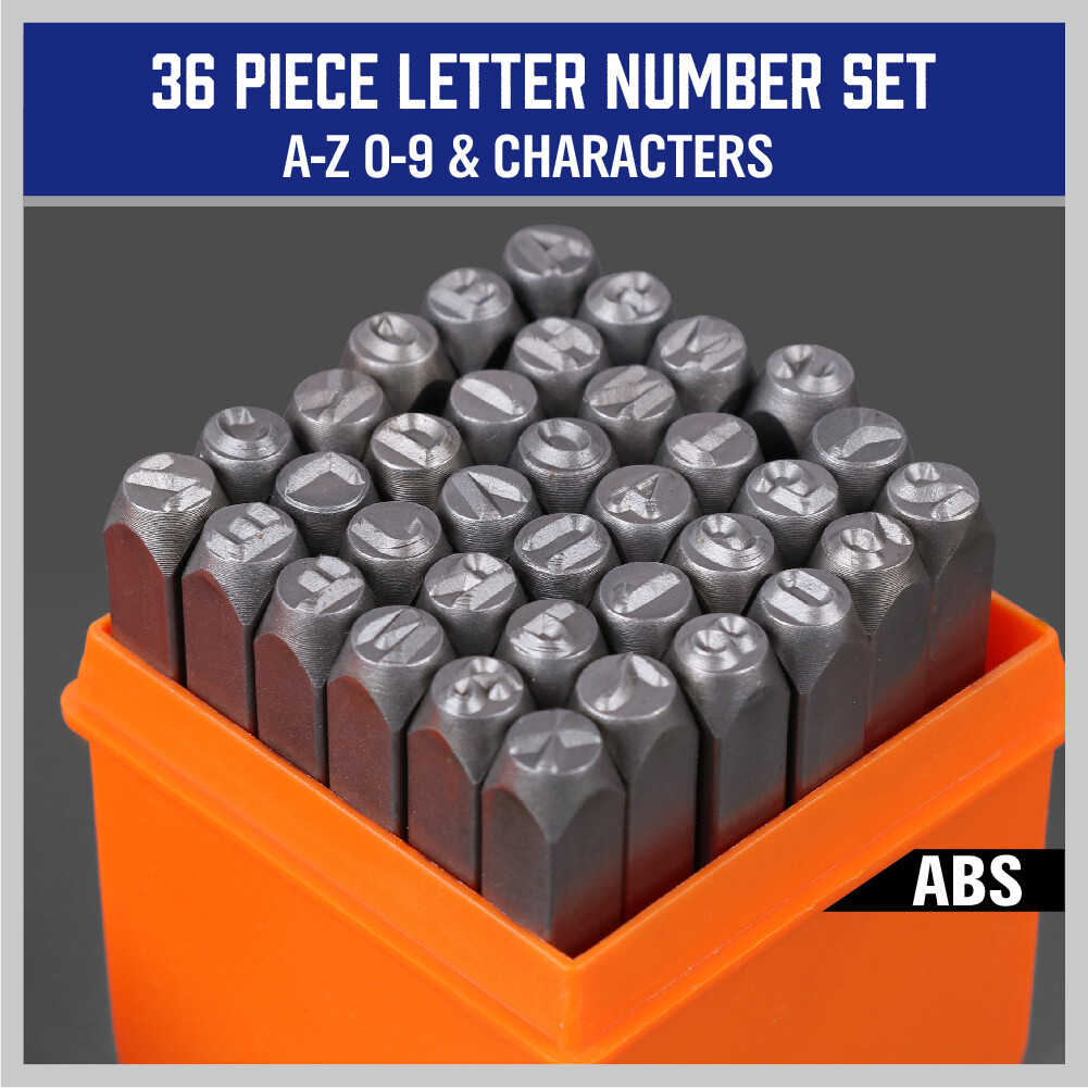 1/4" Letter & Number Stamp Punch Set 36pc Hardened Steel Metal Wood Leather 6mm gallery
