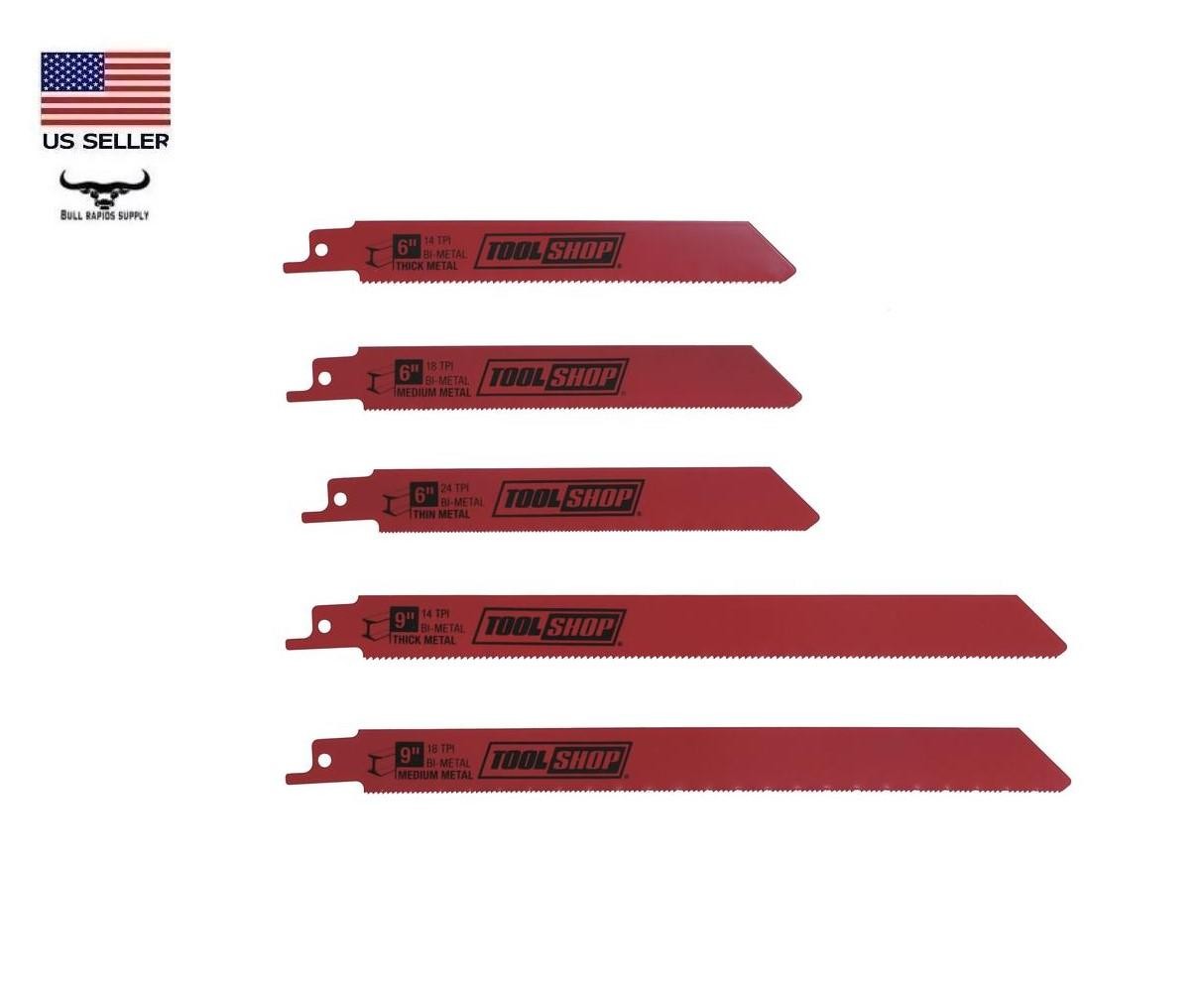 5 Piece Metal Cutting Reciprocating Saw Blade Set 6" & 9" Thin Medium Thick Cut gallery