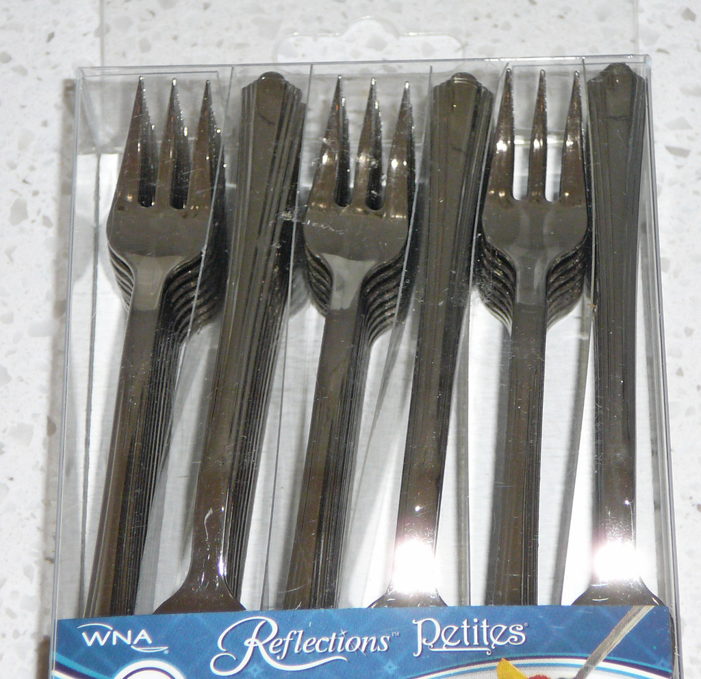 Reflection Appetizer Forks Plastic 4" Petite Mini Silver Party Tasting gallery